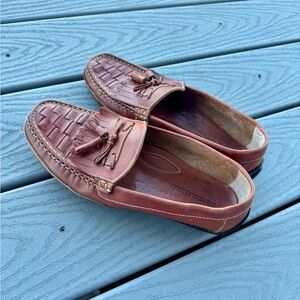 Giorgio Brutini Leather Tassel Loafers Men’s Size 10D Brown Woven Slip-On Shoes